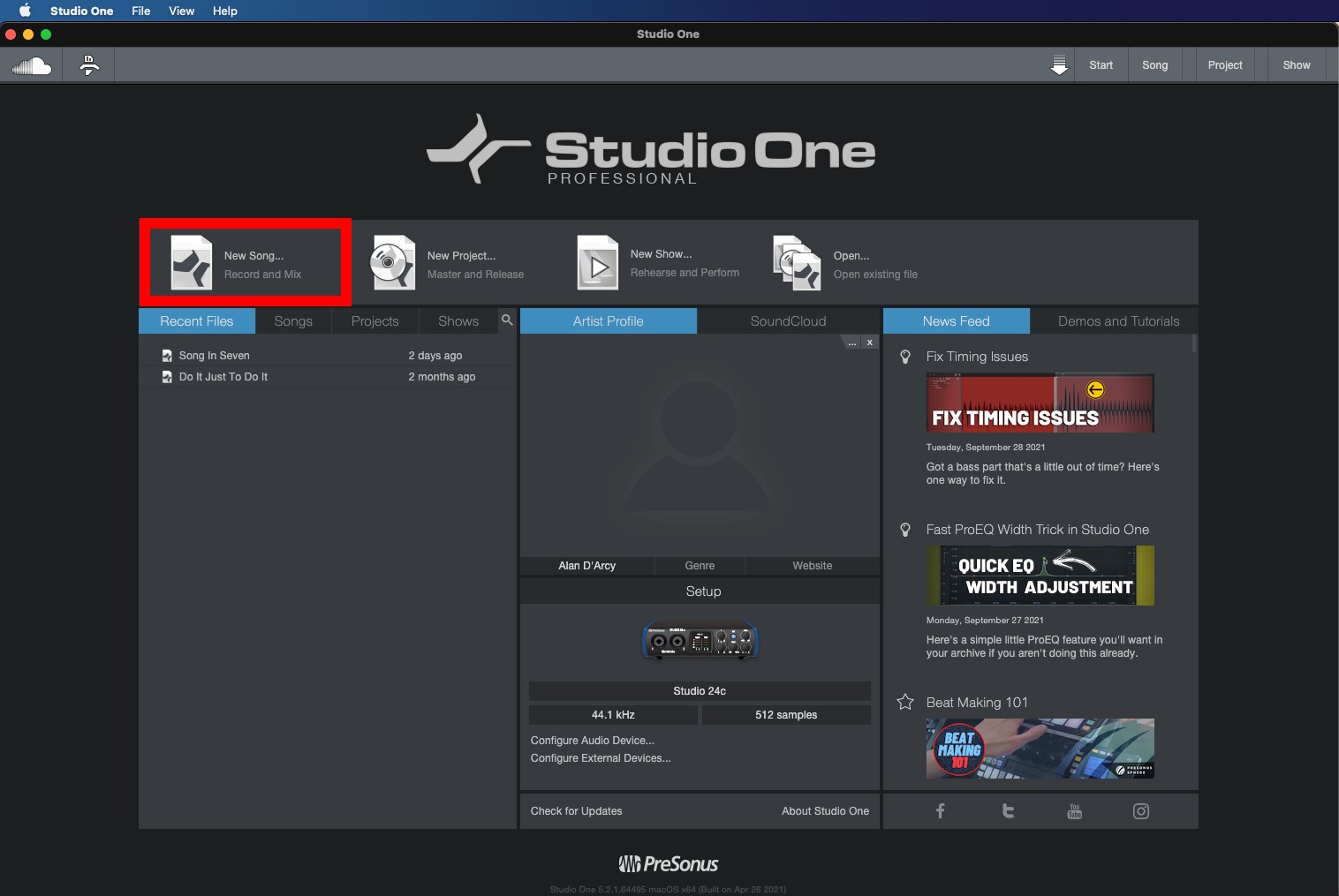 PreSonus Studio One скриншот 1