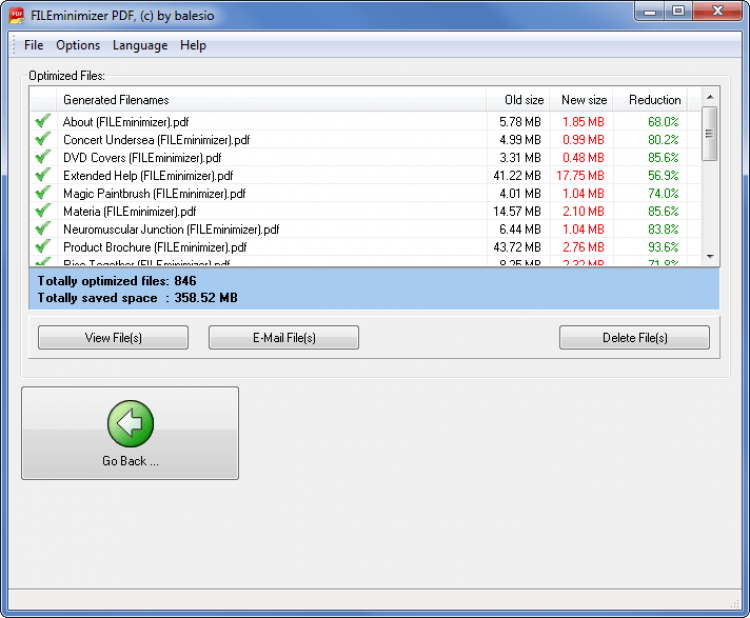 FILEminimizer PDF скриншот 2