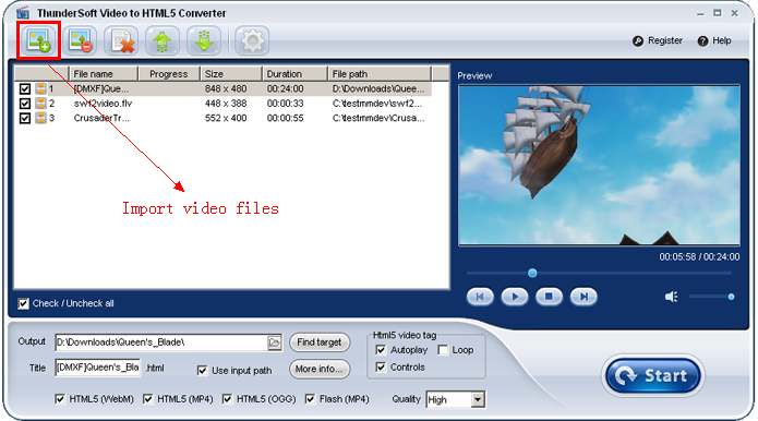 ThunderSoft Video to HTML5 Converter скриншот 2