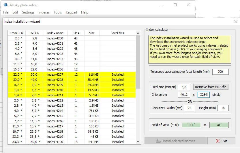 All Sky Plate Solver: подробный обзор локального астрометрического решателя для Windows скриншот 5