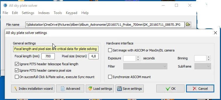 All Sky Plate Solver: подробный обзор локального астрометрического решателя для Windows скриншот 2