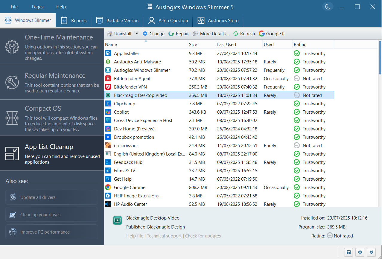 Auslogics Windows Slimmer скриншот 7