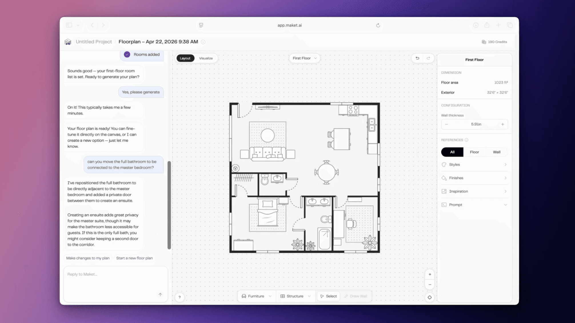 Maket.ai: подробный обзор генерации, редактирования и визуализации планов дома скриншот 5