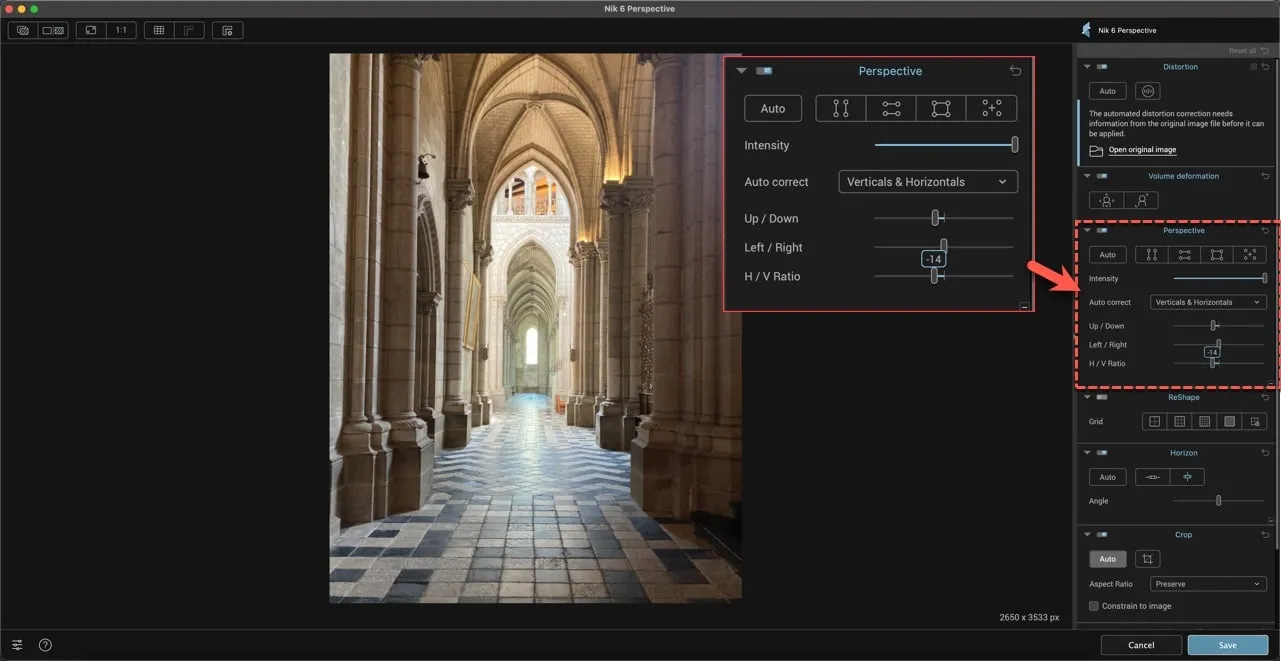 Nik Perspective Efex: подробное руководство по исправлению перспективы, деформации объёма и геометрии фото скриншот 3