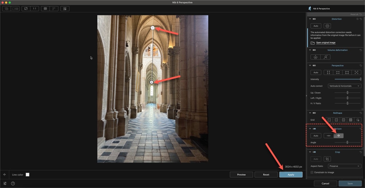 Nik Perspective Efex: подробное руководство по исправлению перспективы, деформации объёма и геометрии фото скриншот 5