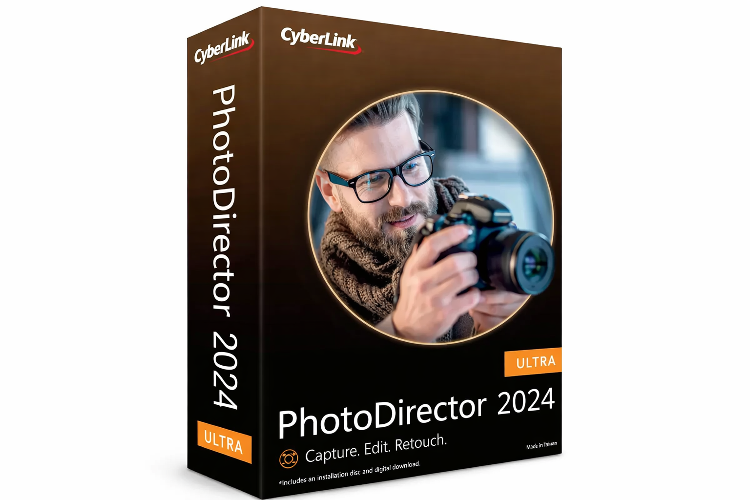 Рабочая область CyberLink PhotoDirector с панелями коррекции фотографии