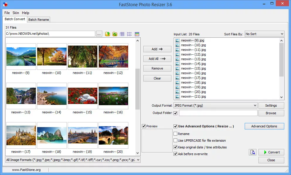 FastStone Photo Resizer скриншот 2