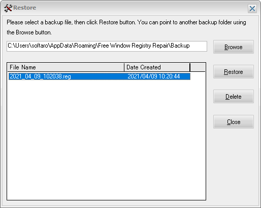 Free Window Registry Repair скриншот 4