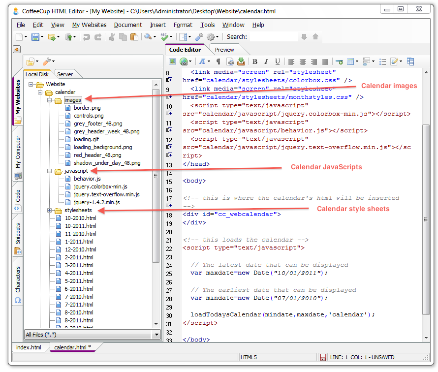 CoffeeCup Web Calendar скриншот 5