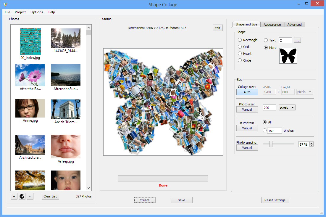 Скриншот программы Shape Collage