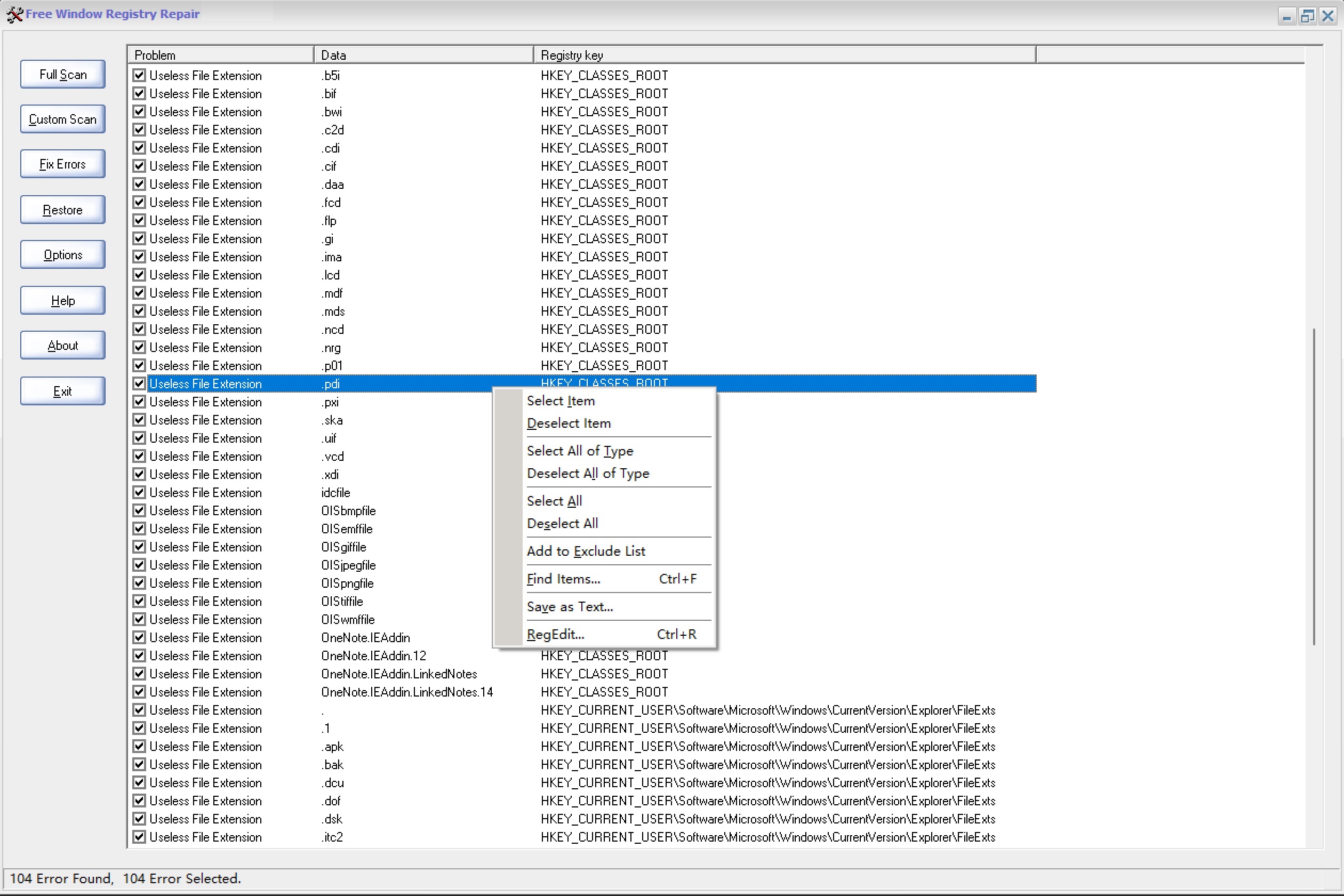 Free Window Registry Repair скриншот 1