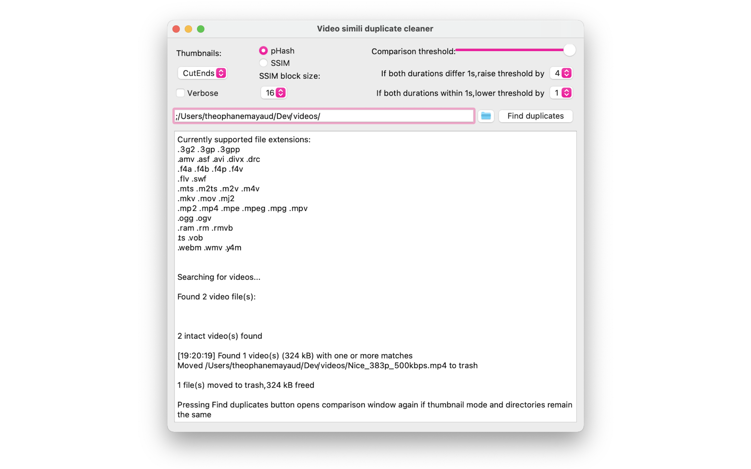 Video Simili Duplicate Cleaner скриншот 2