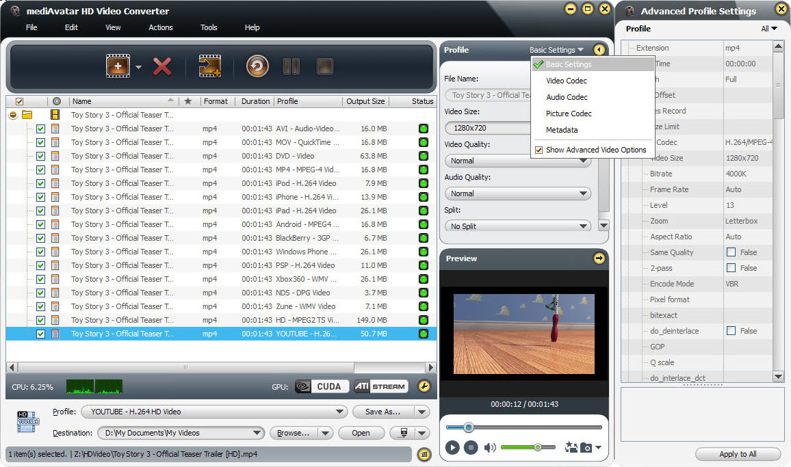 mediAvatar HD Video Converter скриншот 5