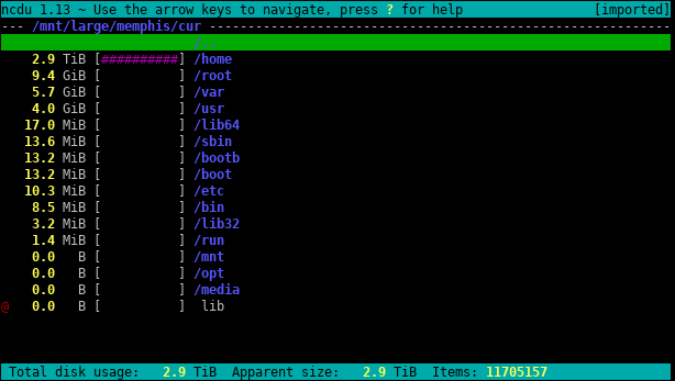 ncdu скриншот 2