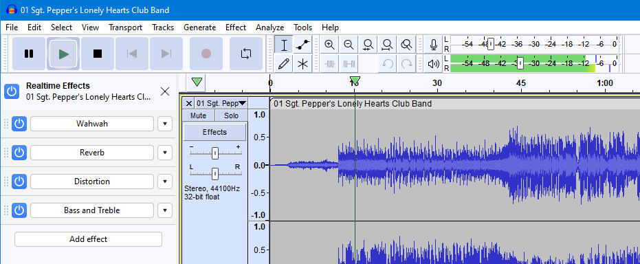 Стек эффектов Audacity для обработки дорожки