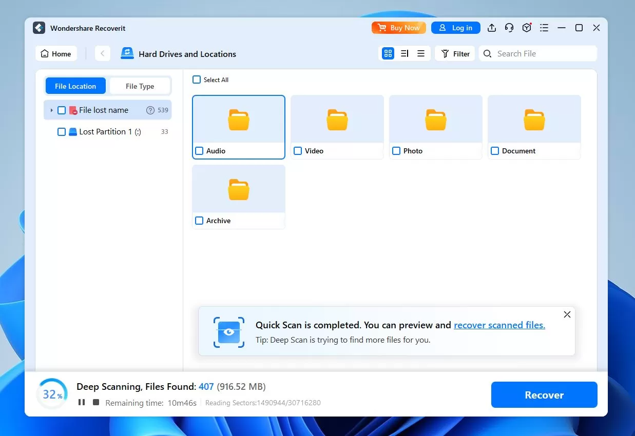 Wondershare Recoverit Data Recovery скриншот 3