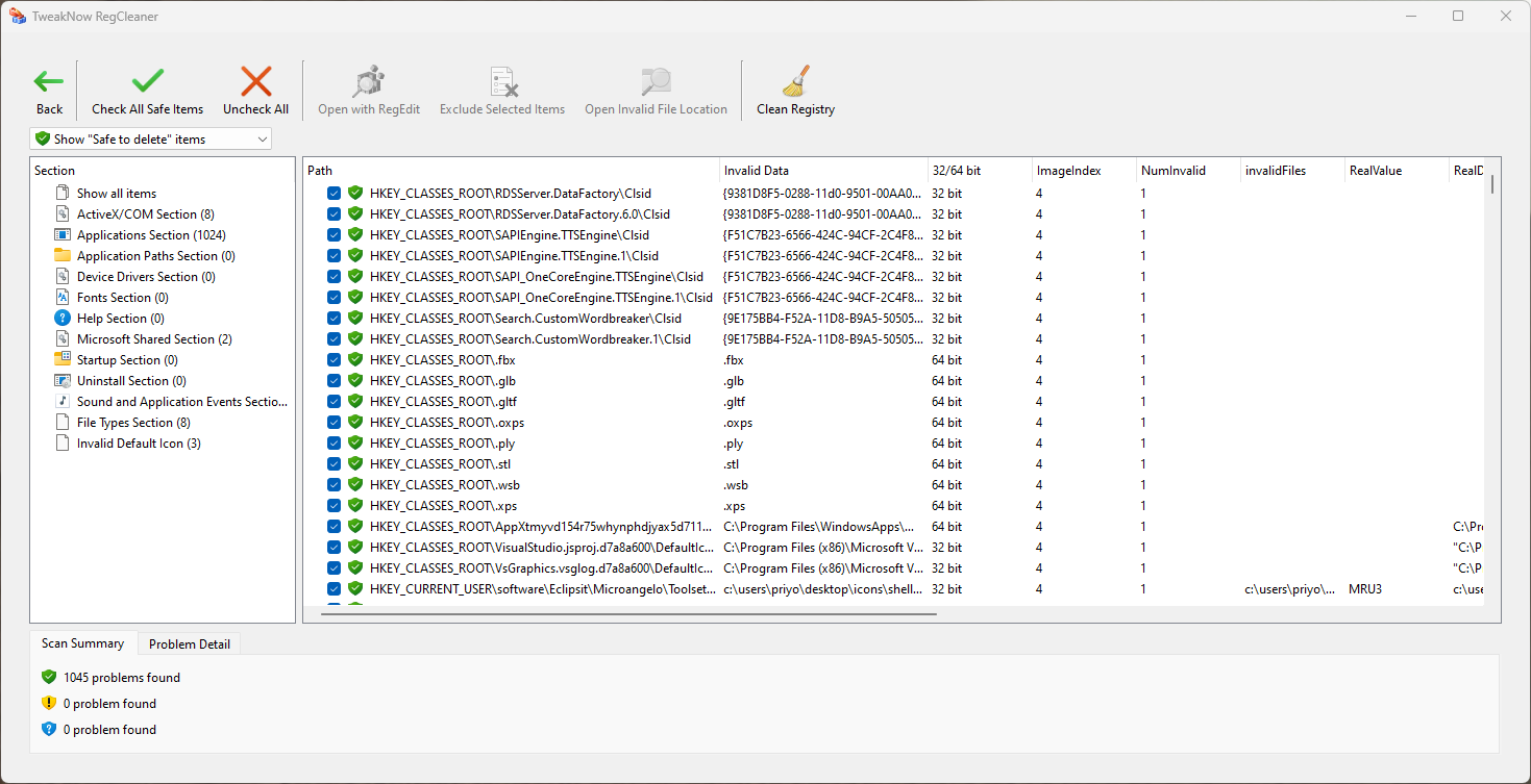 TweakNow RegCleaner скриншот 3