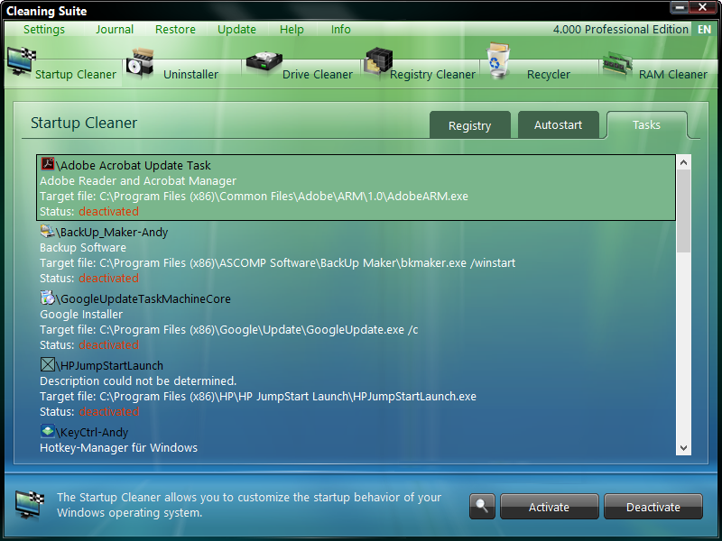 ASCOMP Cleaning Suite скриншот 2
