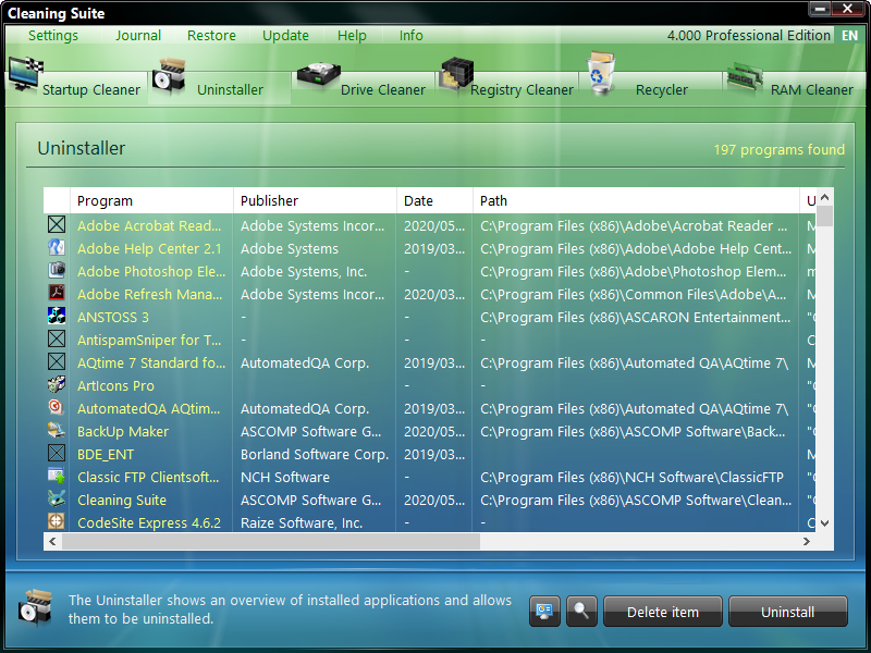 ASCOMP Cleaning Suite скриншот 3