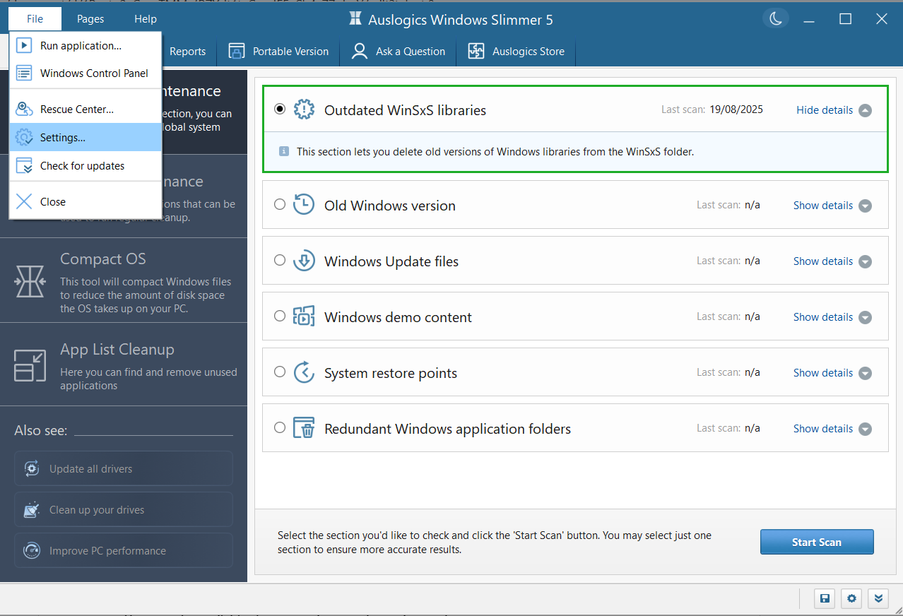 Auslogics Windows Slimmer скриншот 2