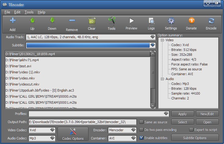 TEncoder Video Converter скриншот 1