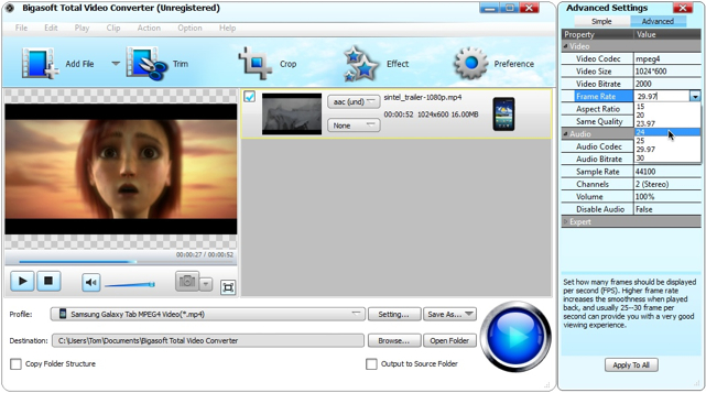 Bigasoft Total Video Converter скриншот 5