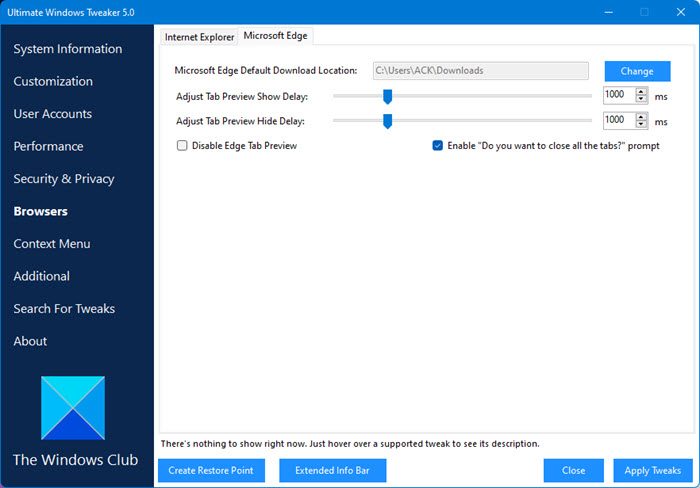 Ultimate Windows Tweaker скриншот 10