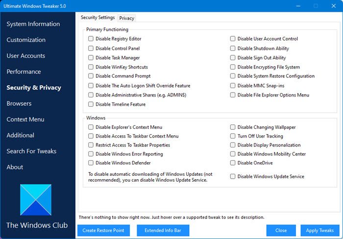 Ultimate Windows Tweaker скриншот 8