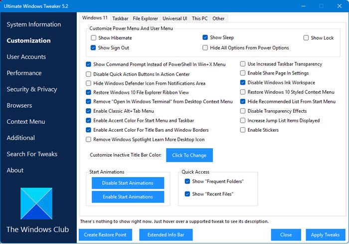 Ultimate Windows Tweaker скриншот 2