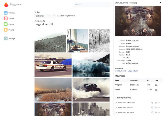 PhotoView: подробный обзор self-hosted галереи с каталогизацией по папкам, RAW, EXIF и видео скриншот 2