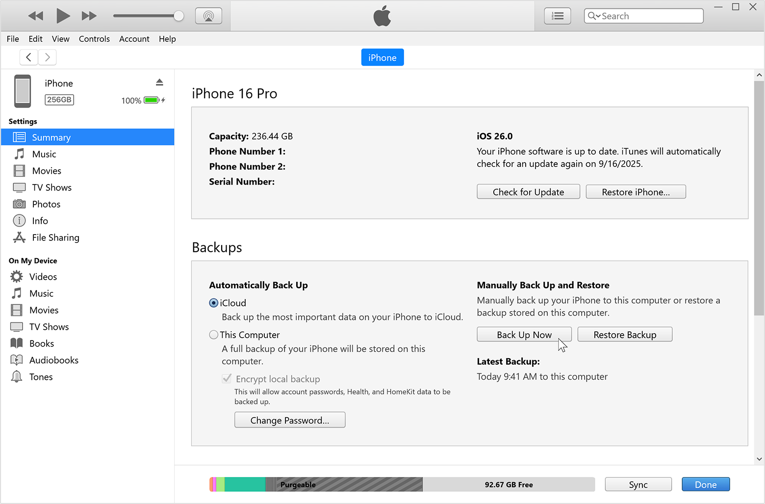 Скриншот программы iTunes