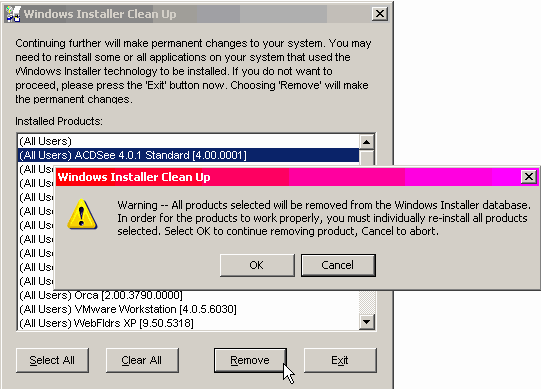 Windows Installer CleanUp Utility скриншот 3