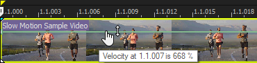 Линия скорости на событии VEGAS Pro