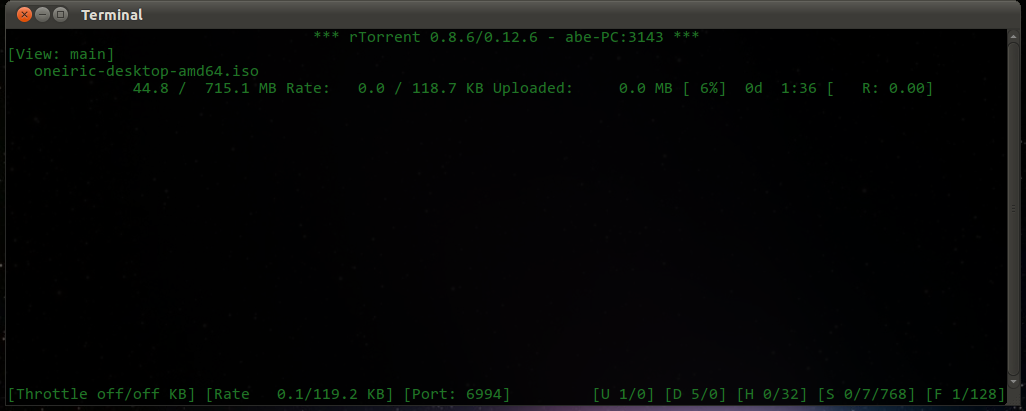 Терминальный интерфейс rTorrent