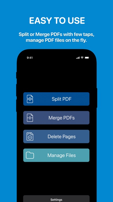 PDFs Split & Merge на iPhone: главное меню с кнопкой Split PDF