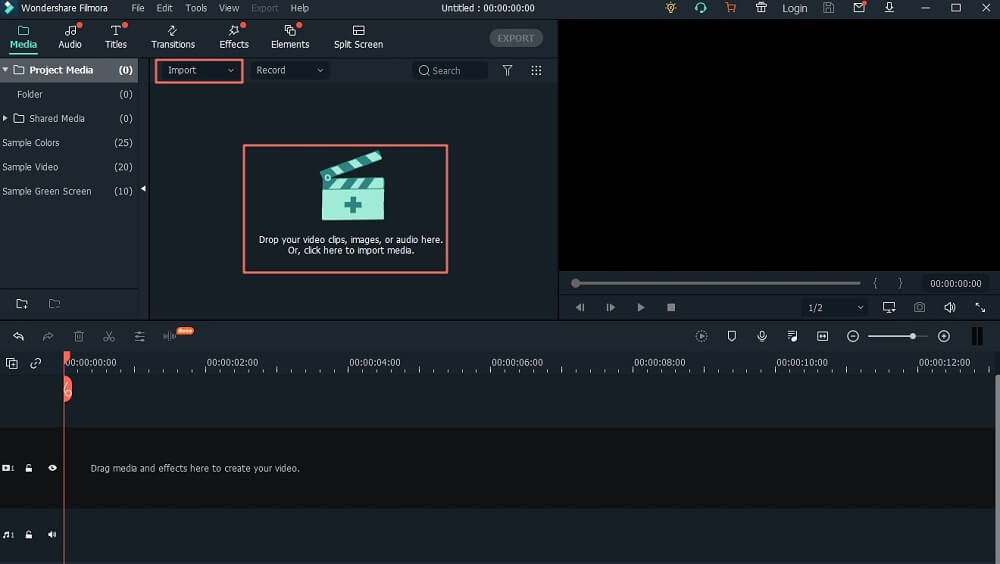 Импорт исходного видео в Wondershare Filmora