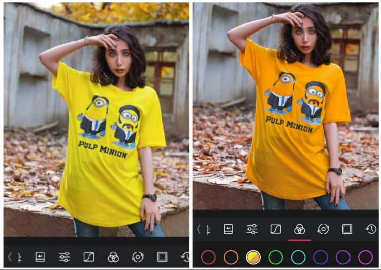 HSL-коррекция в приложении Darkroom