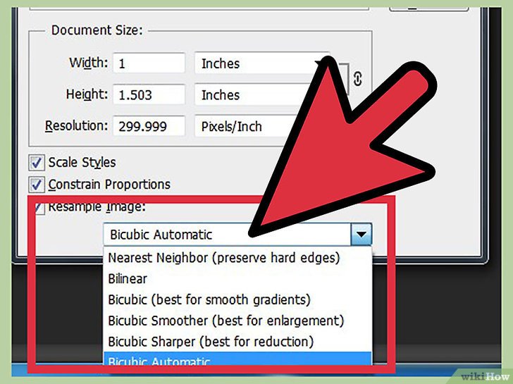 Выбор метода ресэмплинга в Photoshop
