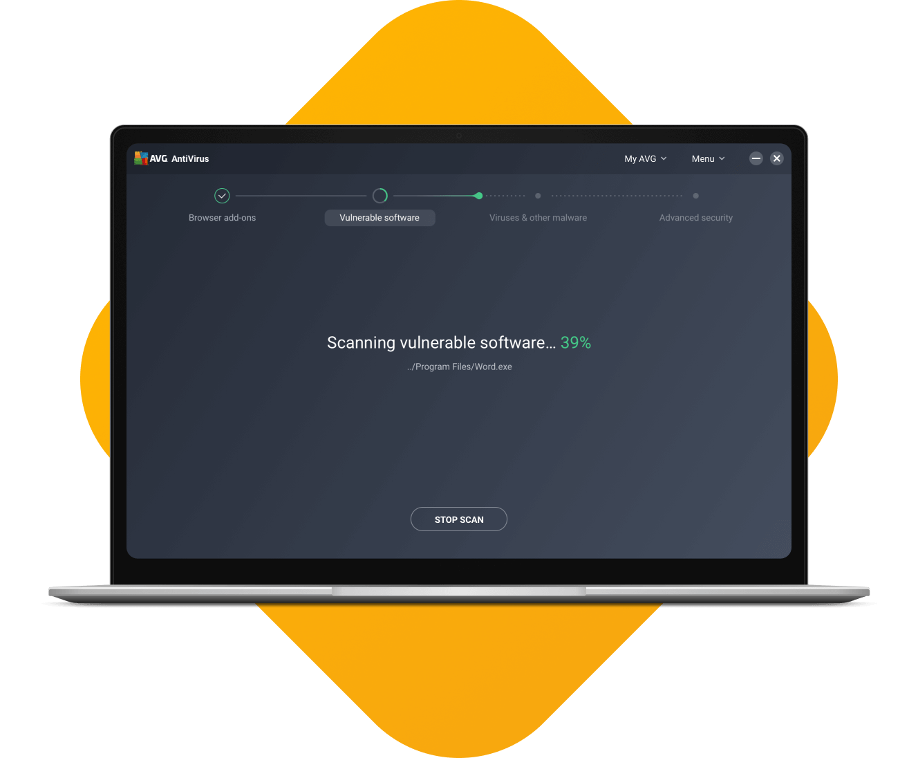 Интерфейс AVG AntiVirus Free во время проверки системы