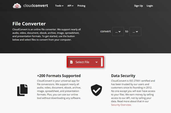 Интерфейс CloudConvert