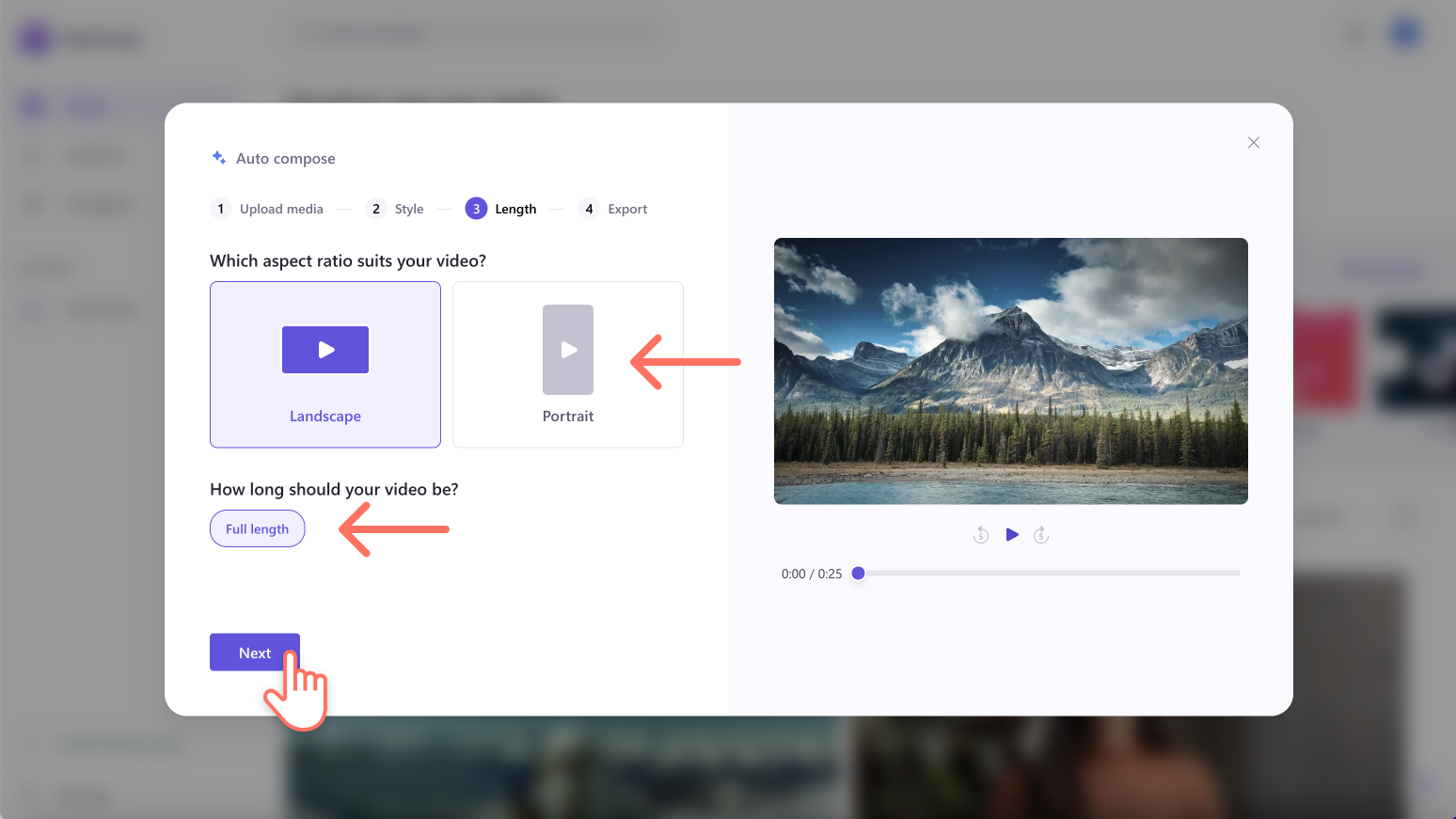 Автоматическая композиция auto compose в Clipchamp