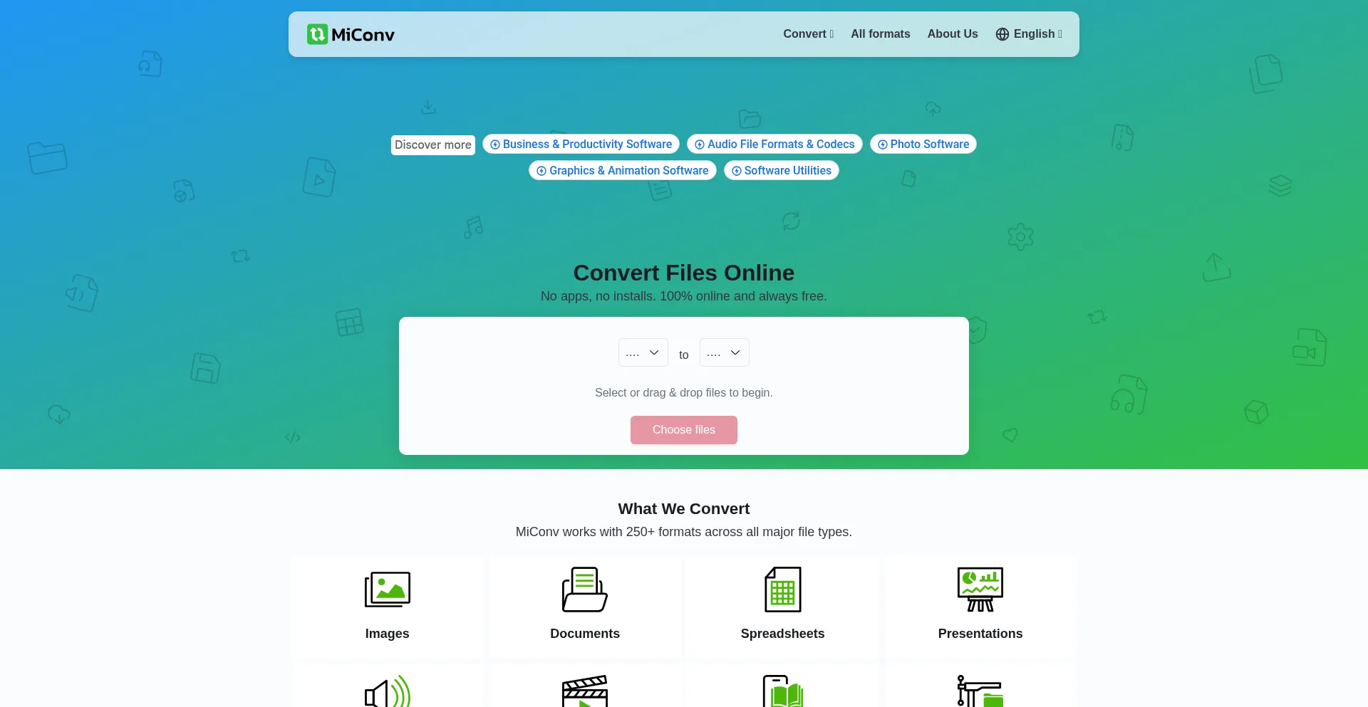 Интерфейс онлайн-конвертера MiConv