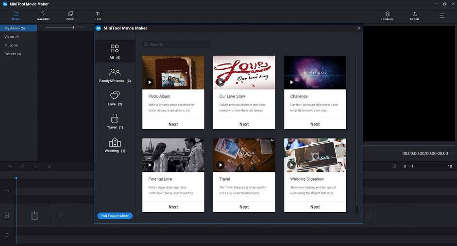 Интерфейс MiniTool MovieMaker из инструкции FLV в MP3