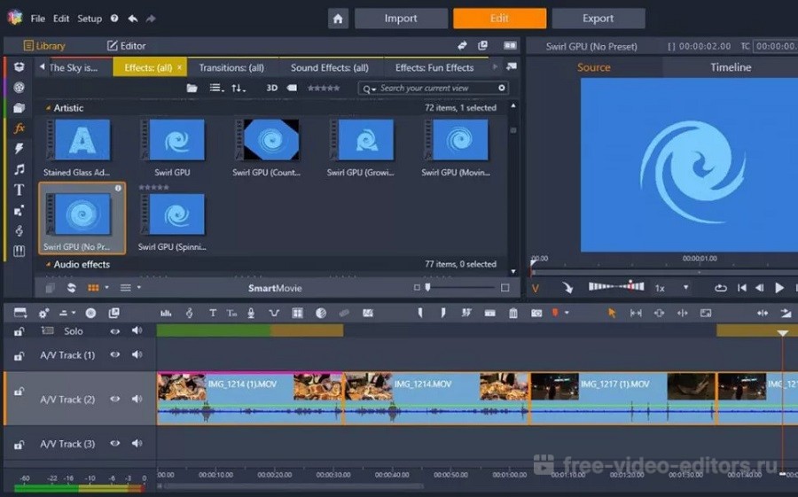 Интерфейс Pinnacle Studio