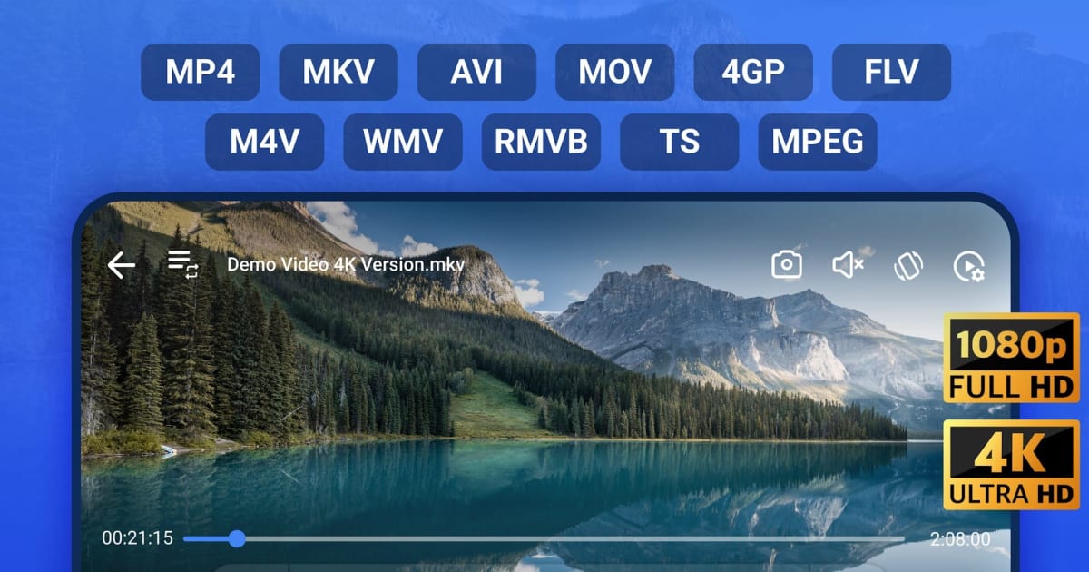 Android-видеоплеер в окне эмулятора BlueStacks на компьютере