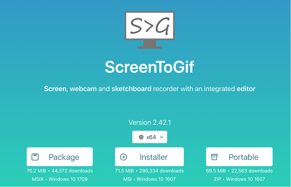 Интерфейс ScreenToGif с записью экрана