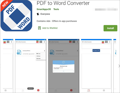 Интерфейс Android-приложения PDF to Word Converter SmartApps38