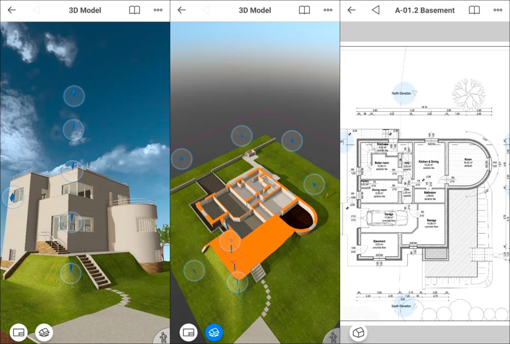 Мобильный интерфейс BIMx с моделью здания