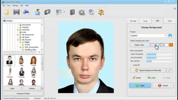 Passport Photo Maker: интерфейс настольной программы