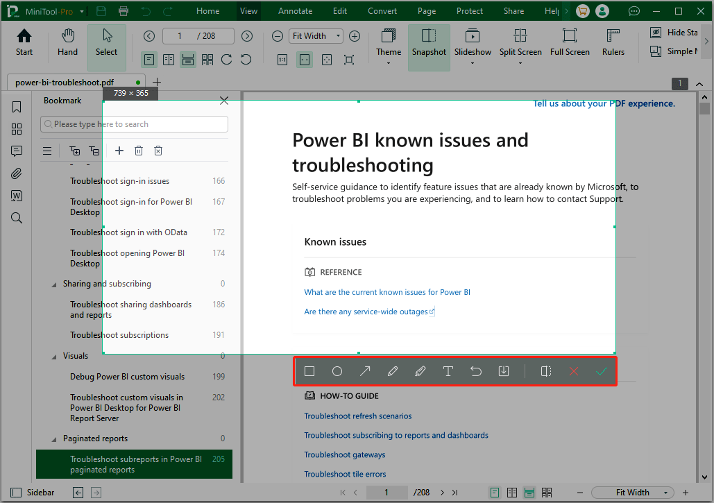 Выделенная область PDF в MiniTool PDF Editor
